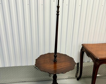 Vintage Mahogany English Crust Table Floor Lamp by Ferguson Bross
