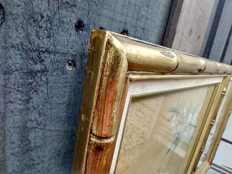 Vintage Chinese Watercolor Paintings on Faux Bamboo Frames Etsy