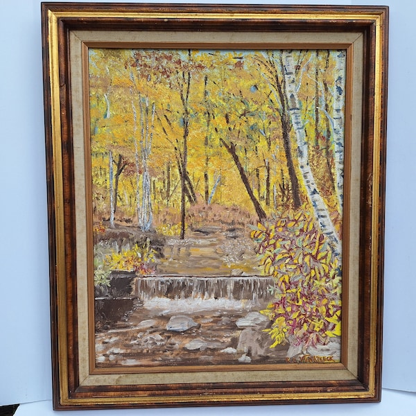 Mid Century Signed Oíl Painting, Autum, Forest, Walter Fall