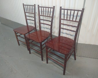 Vintage Wooden Faux Bamboo Chairs, Set of 4