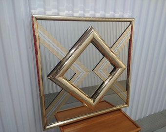 1970s Modern Square Art Mirror by Accessory Art California, Gold Modern Art Mirrors, Mid Century  Modern Wall Art, Gold Accent Square Mirror