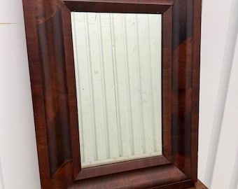 Antique 19th Century Empire Ogee Wall Mirror |Flame  Mahogany Veneer Ogee Frame | Vintage Rustic Farmhouse Mirror |