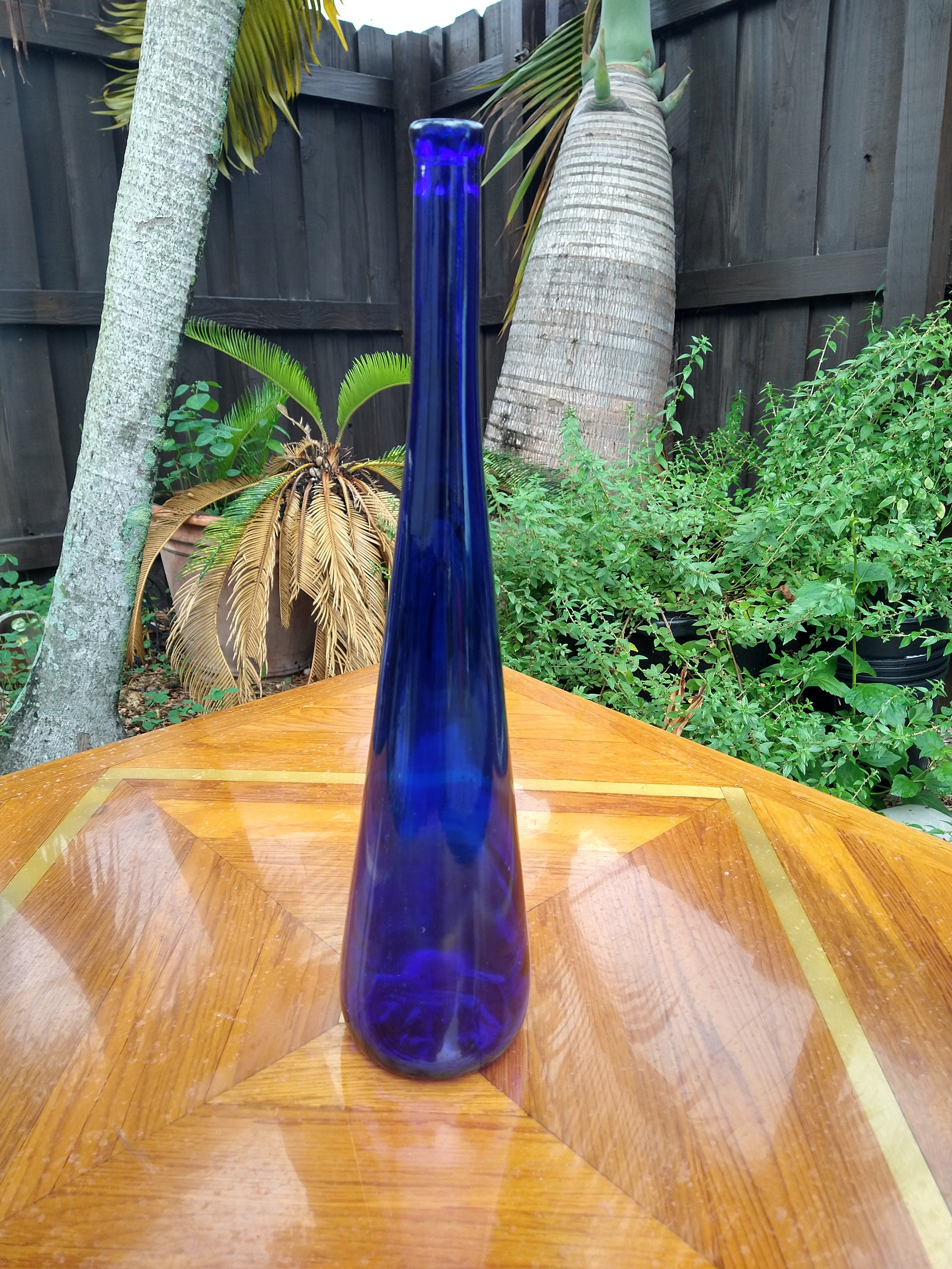 Vintage Tall Cobalt Blue Glass Vase Elegant And Vibrant Vase Etsy