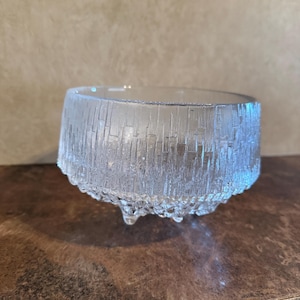 Vintage Iittala "Aslak" Footed Glass Bowl by Tapio Wirkkala - Mid-Century Finnish Ice Glass Bowl-Danish Decor Glass
