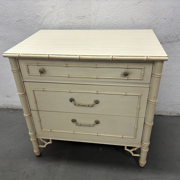 Vintage Thomasville White Faux Bamboo Small Dresser