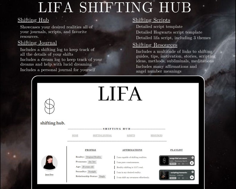 Lifa Reality Shifting Hub Notion Shifting Script Template Shifting ...