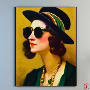 Woman in Hat Printable Wall Art - Modern Exhibiton Poster - Digital Download