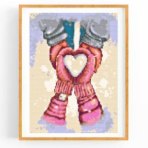 Padrão de ponto cruz de cartão postal de dia dos namorados, decoração de casa de dia dos namorados, presente de dia dos namorados, bordado de amor, crochê de dia dos namorados