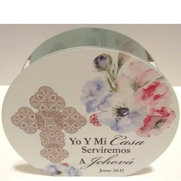 Christian Theme Bible verse Spanish Language Tealight Candle holder, Gift for new baby, christening, mother's day, Easter
