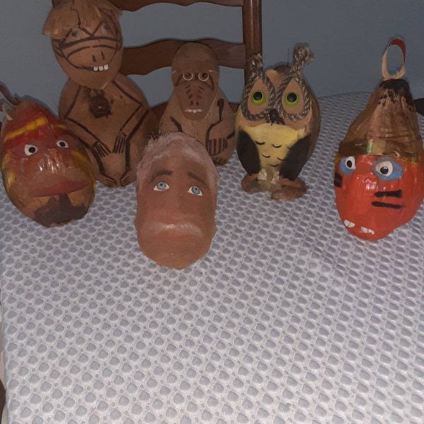 Vintage Coconut Head Figures