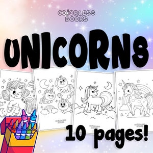 Digital coloring pages with unicorns, Unicorn Printables, Unicorn Games, Unicorn Activities, Unicorn Party Birthday