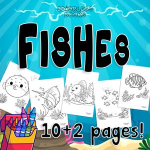 Fishes Coloring Pages | 8.5&quot; x 11&quot; Printable PDF | Kids Coloring Book | Commercial Use Activity Book
