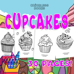 Cupcake 30 Coloring Pages, Printable Coloring Pages, Cupcake Birthday Party Activity, Birthday Party, Kids Coloring Pages