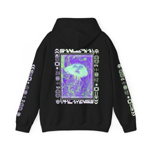 Oversized Goth Print Hoodie, Long Sleeve, Y2K Top, Goth Hoodie, Embroidery Hoodie, Harajuku, Oversized Pullover, Y2K Grunge, Korean Fashion image 1