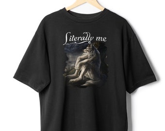 Sitzendes Wolf-Shirt buchstäblich mich lustiges Meme-T-Shirt Grunge-Kleidung ästhetische Emo-Sigma-albernes Tier psychische Gesundheit Monat Geistig, wo Im At