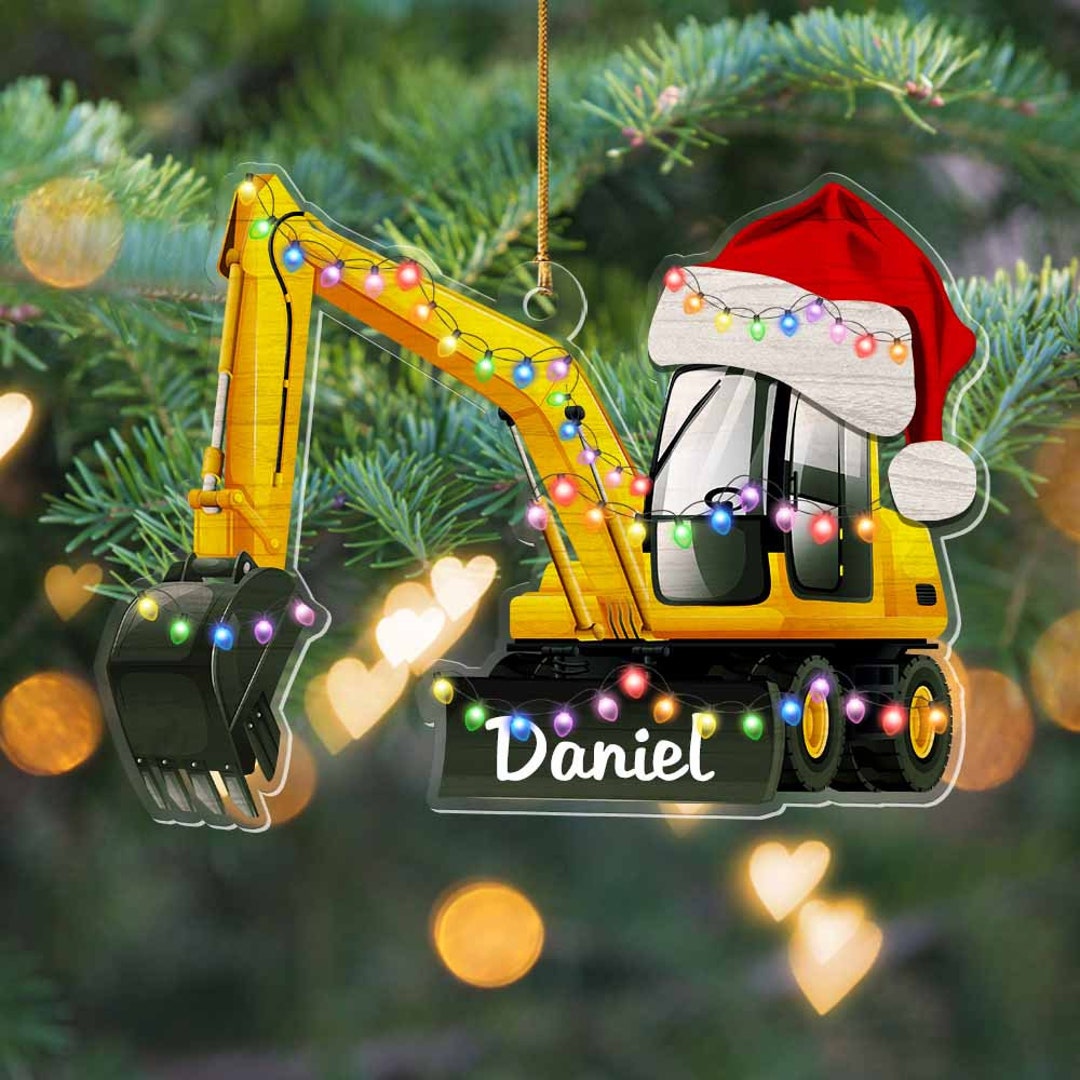 Personalized Excavator Christmas Ornament, Custom Excavator Ornament