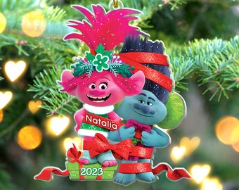 Trolls Pink Felt Christmas Stocking (16) and Felt Elf Hat Dreamworks