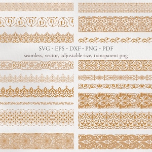 Ornement oriental. Motif floral arabe sans couture. Frontière arabe. Cadre turc, marocain, indien. Vecteur de décoration arabe SVG, PNG transparents