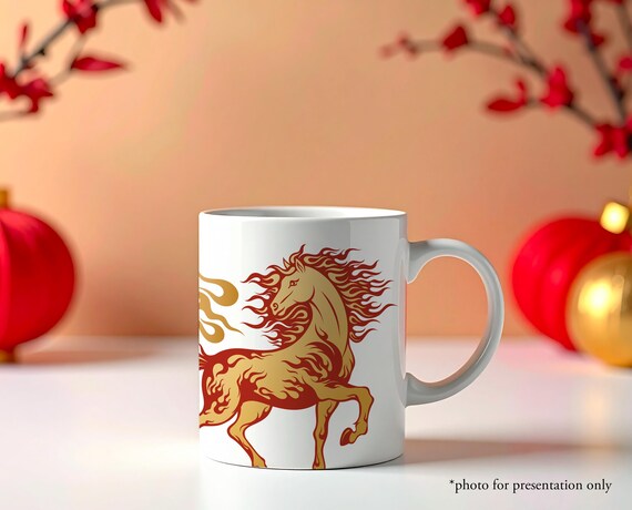 Jaar van het vuurpaard 2026. Chinese clipart PNG, SVG, DXF Lunar Zodiac Symbol Cut-bestand, afdrukbaar, silhouet. Digitale download. Commercieel - Nederland