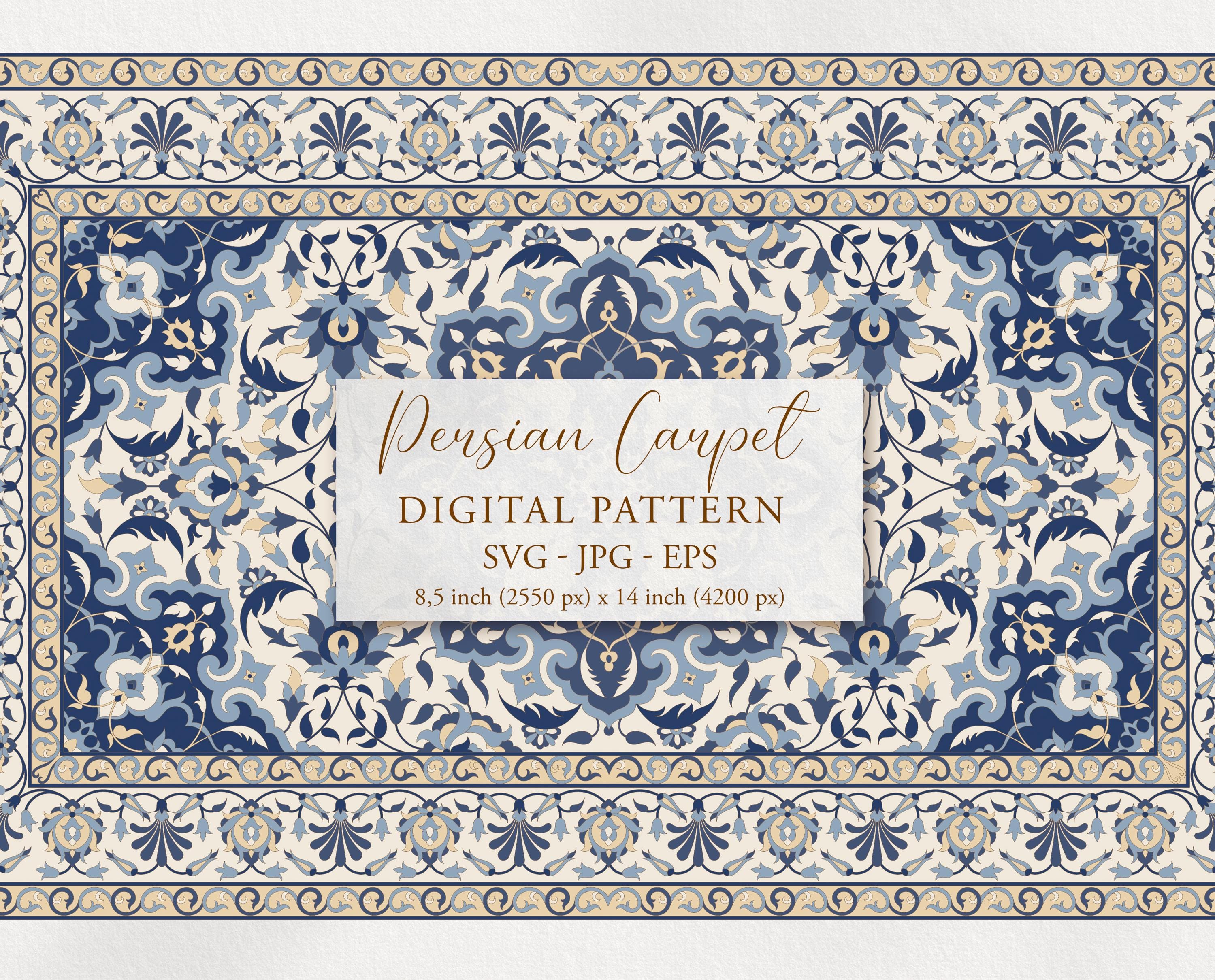 Persian Rug Pattern. Oriental Carpet SVG Vector. Moroccan, Arabic