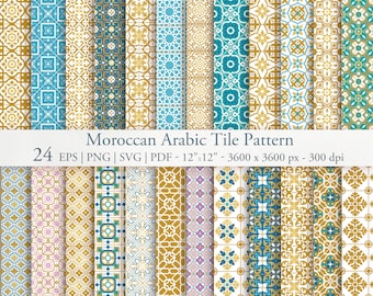 Moroccan arabic vector seamless pattern. Arabic digital paper. Mediterranean tile ornament. Arabesque pattern. Instant download. Printable