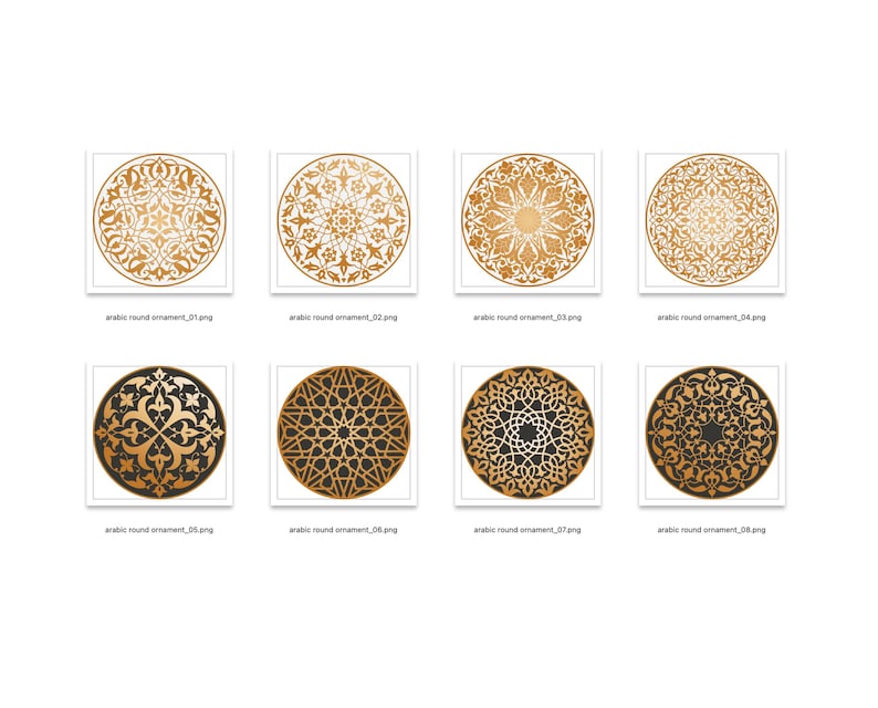 Arabian Round Digital Decorative Ornaments SVG. 8 Arabic Circle ...