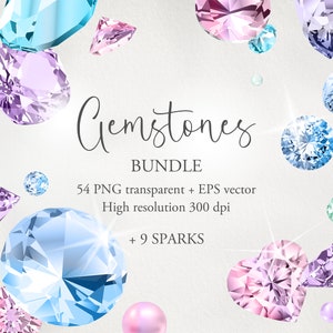 Gemstone vector ClipArt.  PNG Diamond Digital Rhinestones bundle. Jewellery Gem Scrapbooking Luxury Crystal brilliant wedding Color jewelry