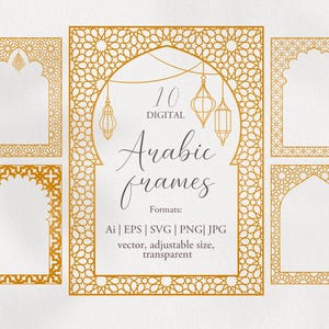 Arabische Rahmen. Bordüren-Bundle. Digitale Datei. Svg. Png transparent. Vorlagen für Einladungen, Veranstaltungen. türkisch marokkanischen islamischen Rahmen