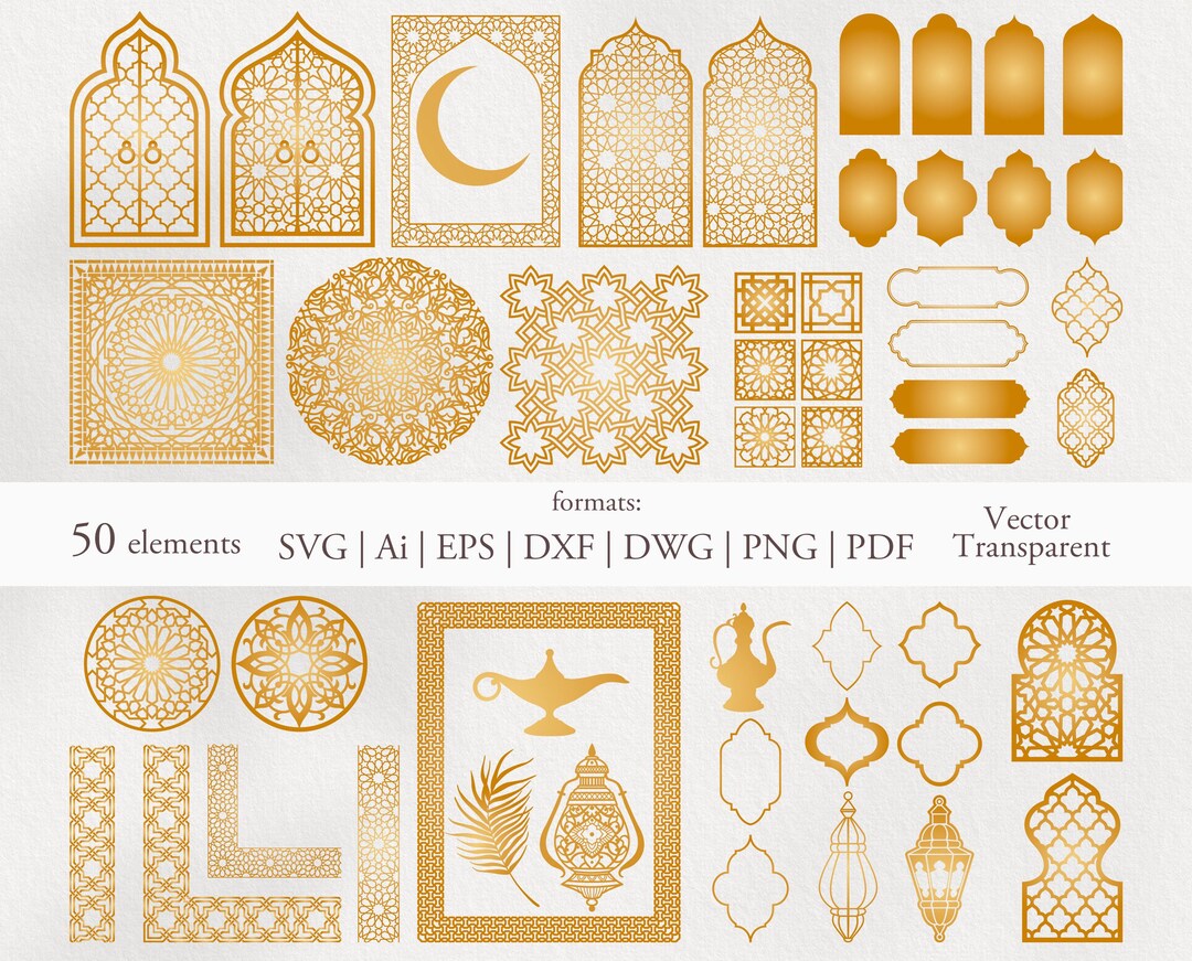 SALE 50 Arabian Oriental Vector Elements. Arabic Ornament. Digital ...