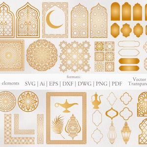 SALE 50 Arabian Oriental Vector Elements. Arabic Ornament. Digital Clipart. Separate. SVG, Eps, PNG. Traditional Pattern. Commercial Use