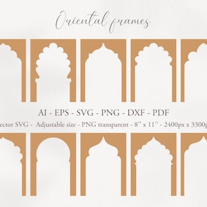 Cadres numériques arabes orientaux. Lot de bordures. Vecteur SVG PNG transparent. Modèles d'invitation dans un cadre turc-marocain. Imprimable
