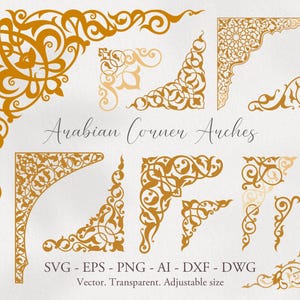 Arabic ornament SVG. Oriental Arches. Corner Elements. Decorative Patterns. Islamic traditional Ornament. Arabesque Frame Cricut Silhouette