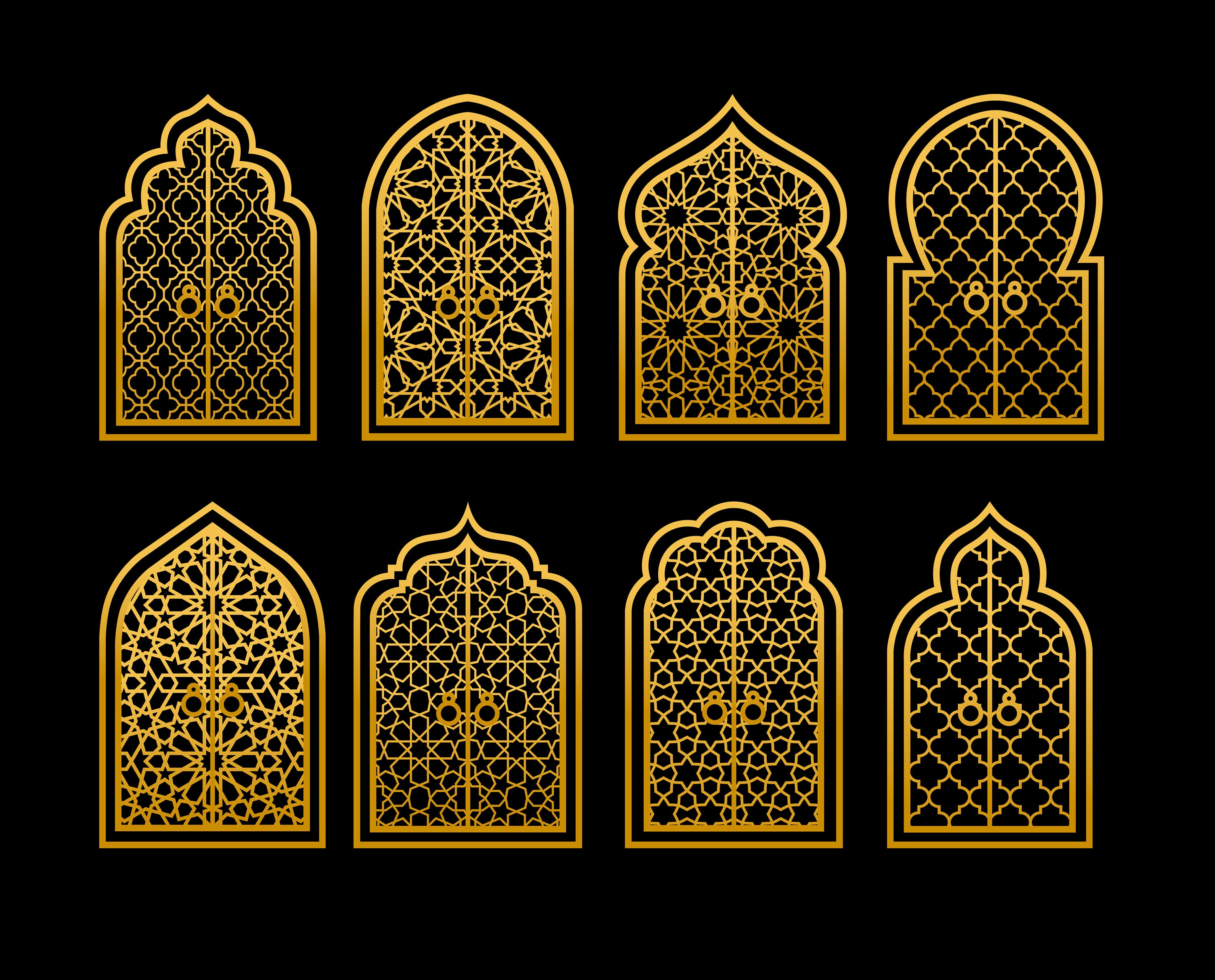 Arabic Arches Silhouette Bundle. Arabian Ornament. Digital Clipart. SVG ...