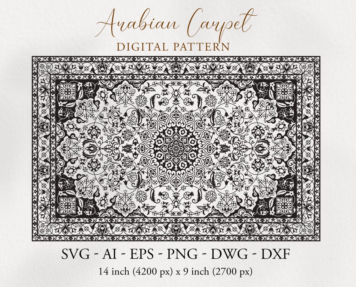 Arabian Rug Pattern SVG. Persian Oriental Carpet. Moroccan, Indian Rug ...