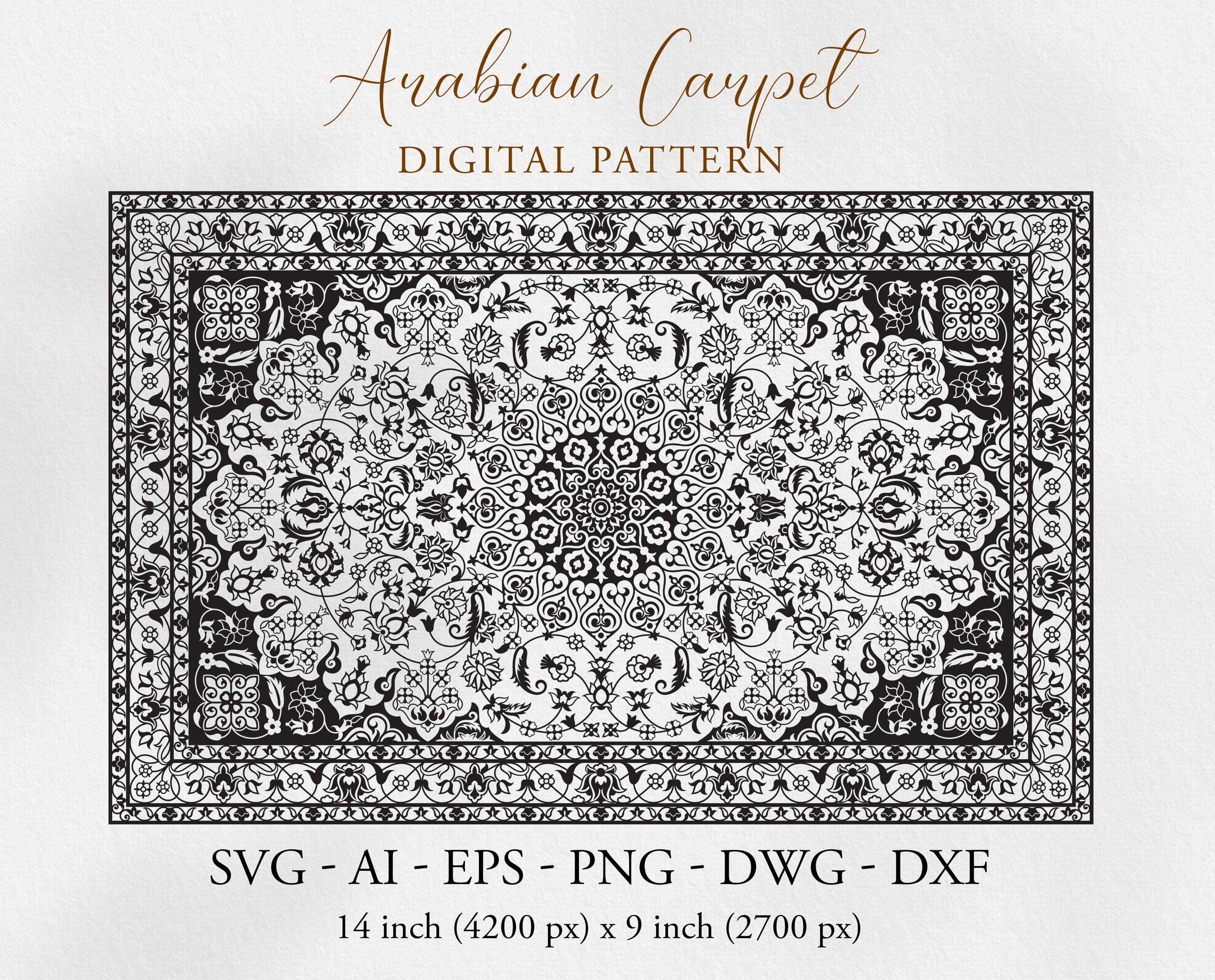 Arabian Rug Pattern SVG. Persian Oriental Carpet. Moroccan, Indian