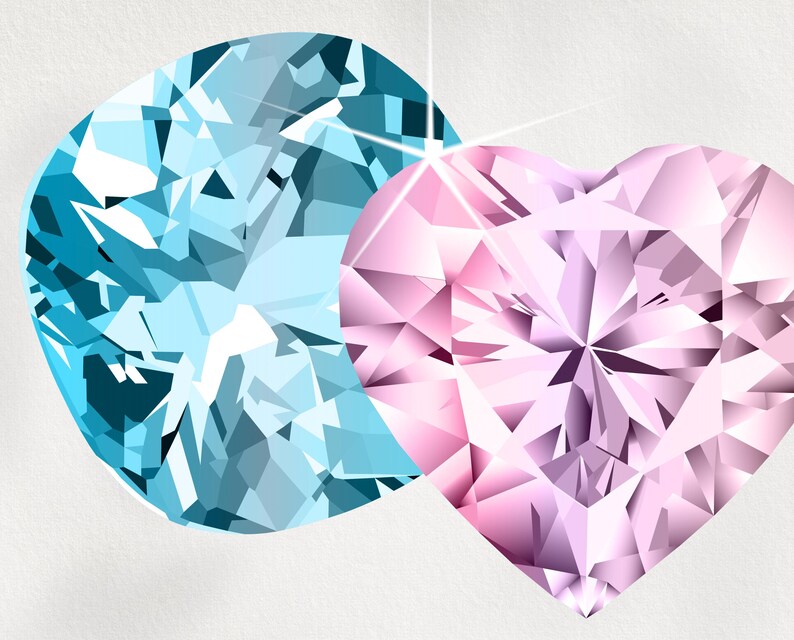 Gemstone Vector Clipart. PNG Diamond Digital Rhinestones Bundle ...