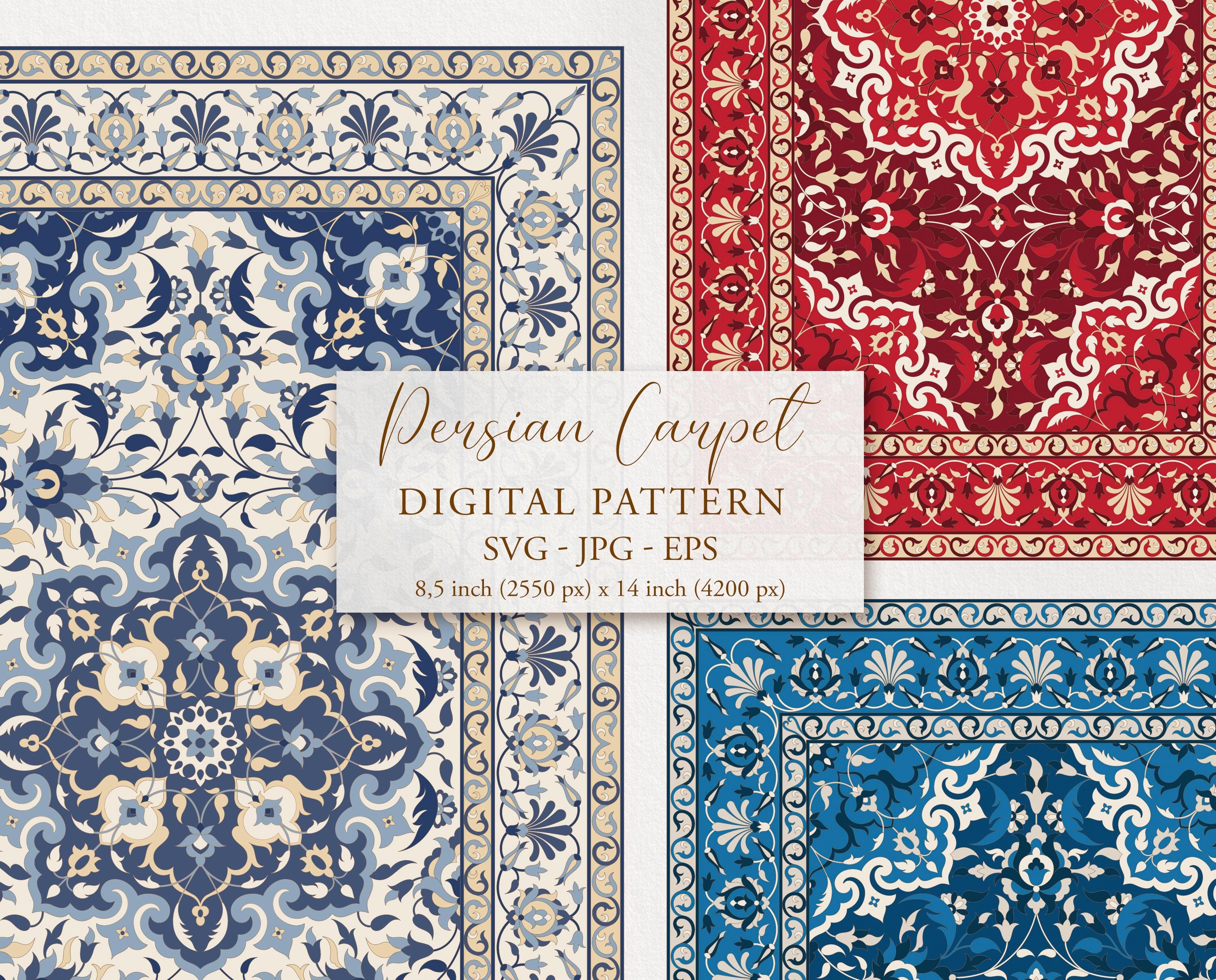Persian Rug Pattern. Oriental Carpet SVG Vector. Moroccan, Arabic