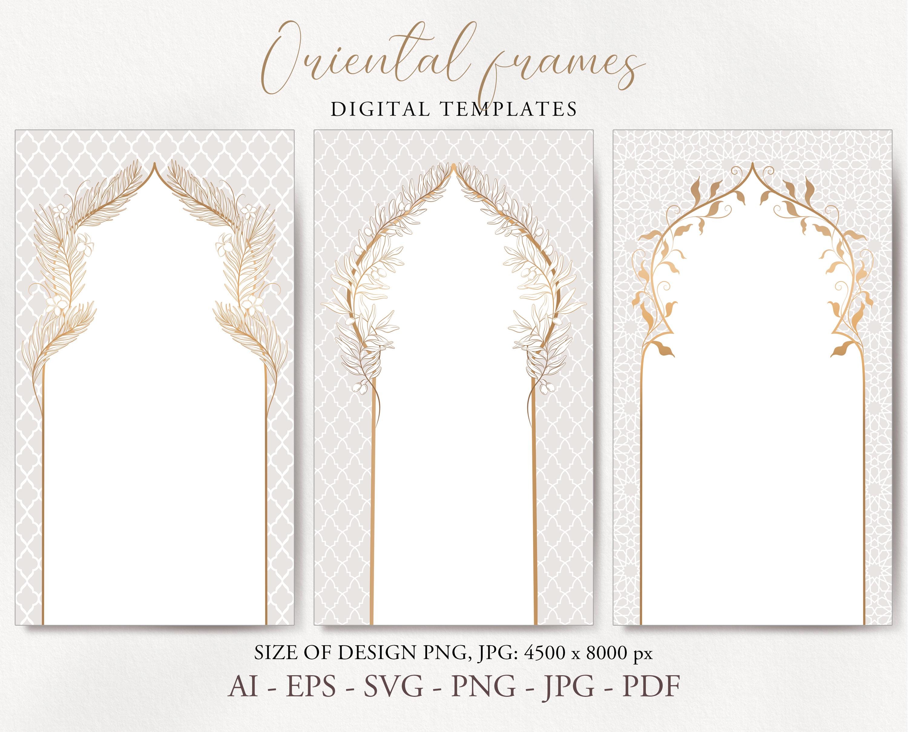 Arabian Wedding Digital Frame Template Invitations, Cards. Arabic ...