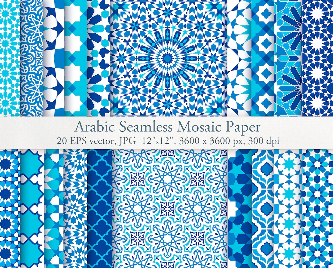 Arabic Seamless Mosaic Digital Paper. Moroccan Tile. Arabian Ornament ...