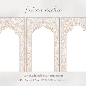 Modèles de cadre de mandala indien. Motifs arabes pour faire-part, cartes. Arche hindi. Modèle arabe de vecteur SVG. Imprimable. PNG transparents