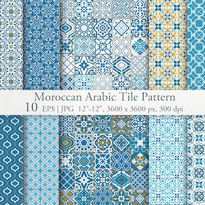Modello vettoriale arabo marocchino senza soluzione di continuità. Carta digitale araba. Ornamento di piastrelle mediterranee. Modello arabesco. Download immediato. Stampabile