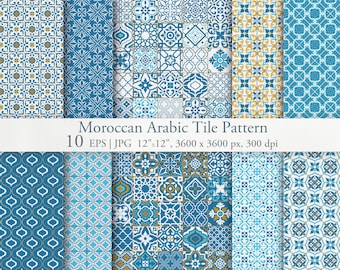 Moroccan arabic vector seamless pattern. Arabic digital paper. Mediterranean tile ornament. Arabesque pattern. Instant download. Printable