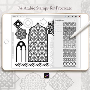 Carimbos árabes para Procreate – Arco árabe, padrões e ornamentos – Conjunto de carimbos Procreate – Uso comercial