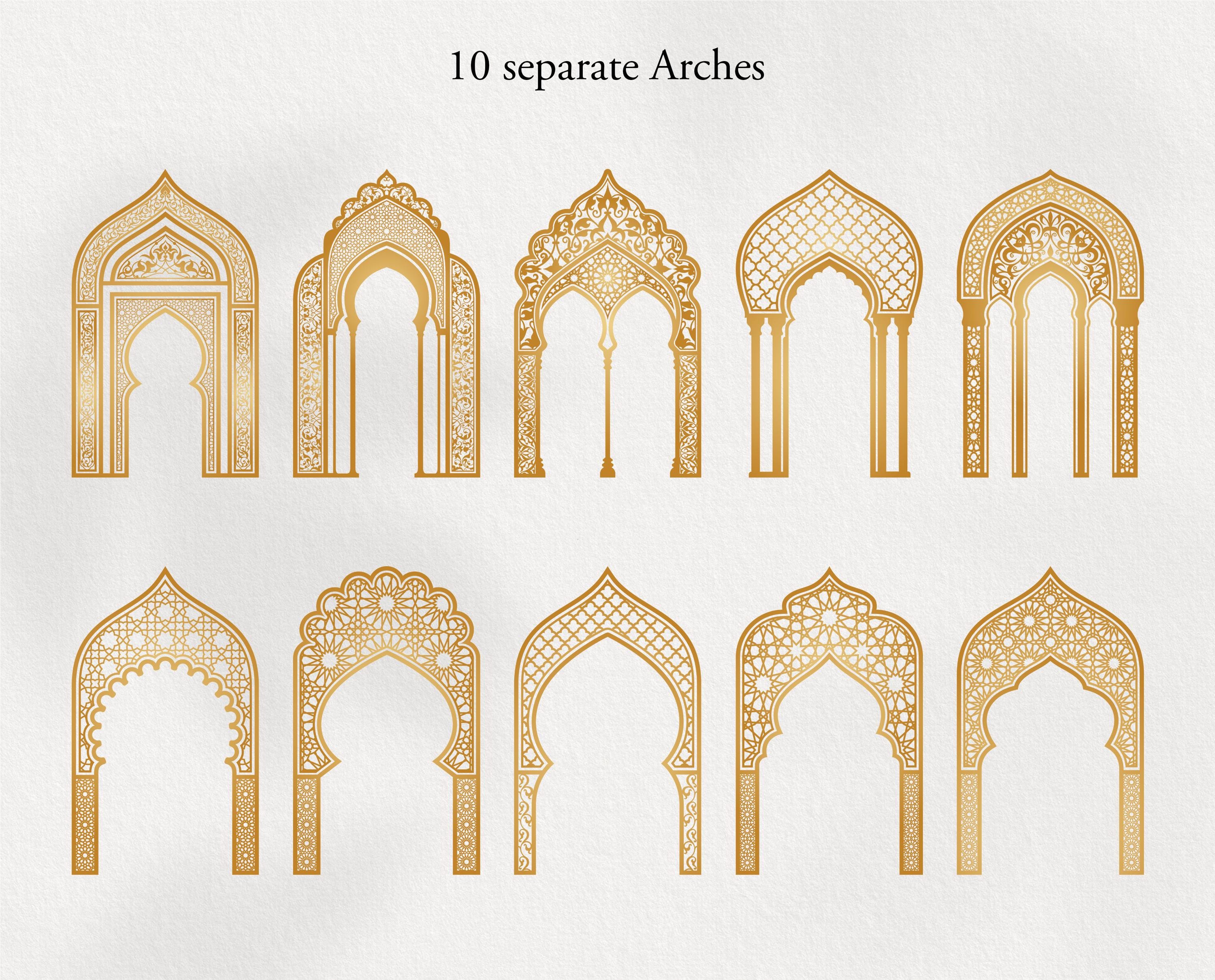 Oriental Arabic Digital Arches. Indian, Moroccan Borders Bundle ...