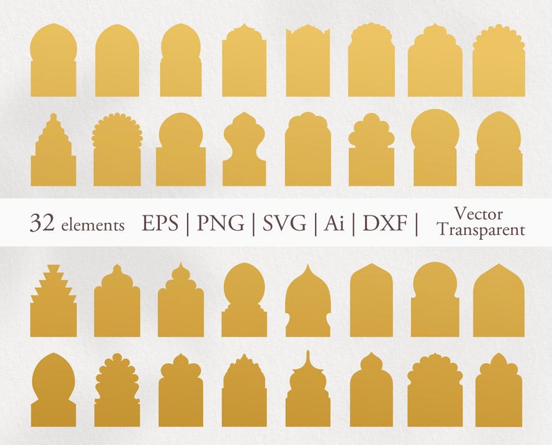 Arabic Arches Silhouette Bundle. Arabian Ornament. Digital Clipart. EPS ...