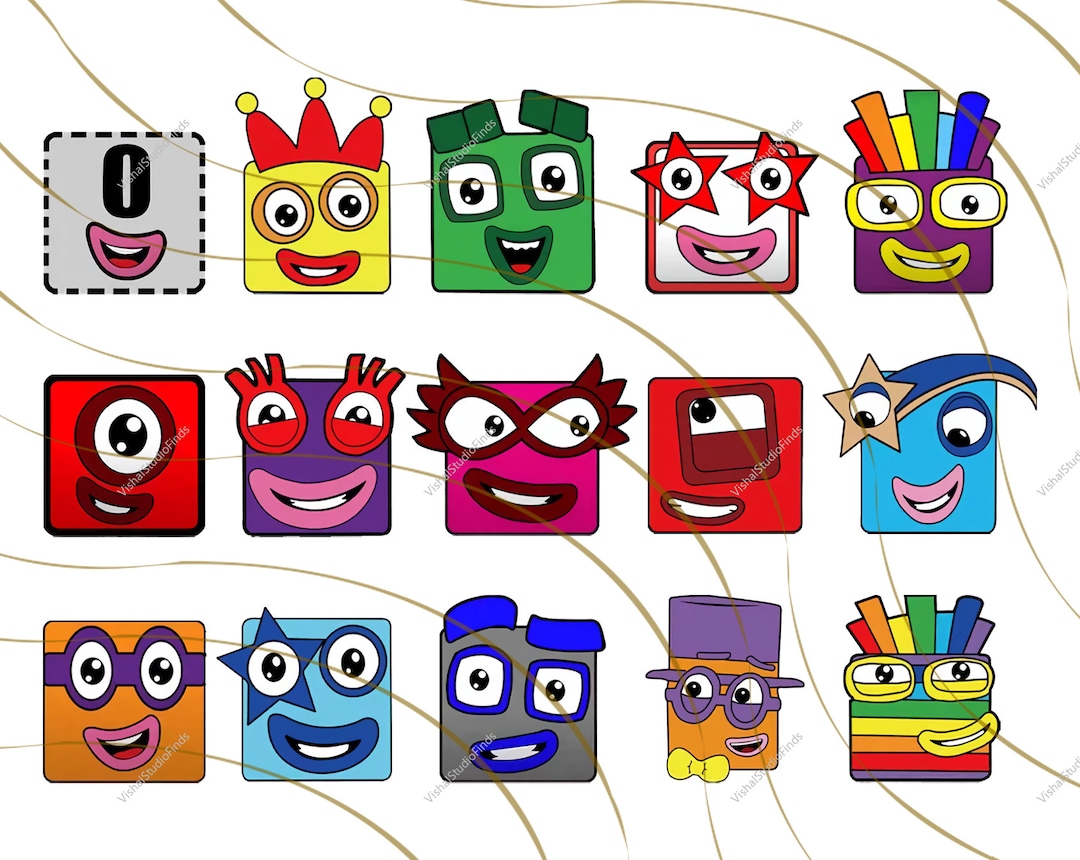 Number blocks characters png bundles number blocks matching etsy