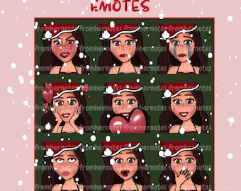 9 Set Christmas Winter Emotes | Brunette Girl | Perfect for Twitch and Discord | Adorable | Cute | Pretty |