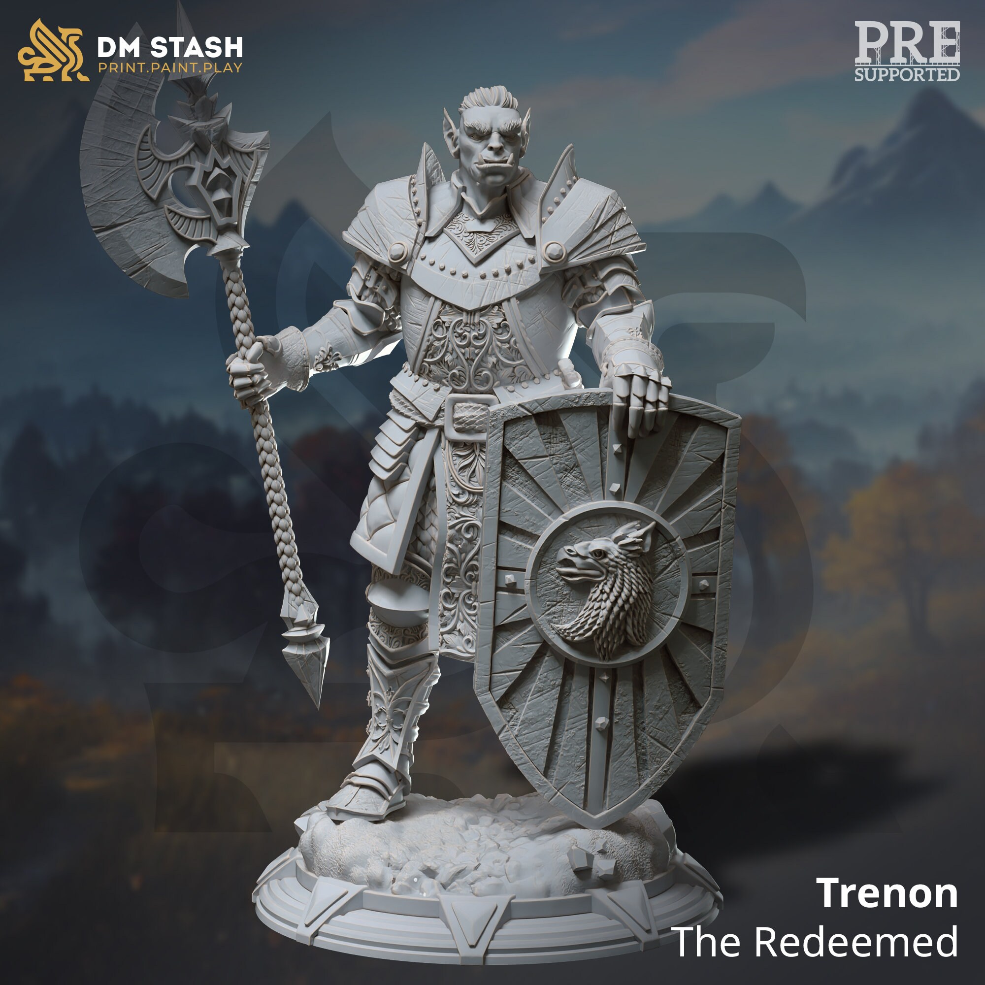 Half-orc Fighter (trenon the Redeemed) by DM Stash - Etsy