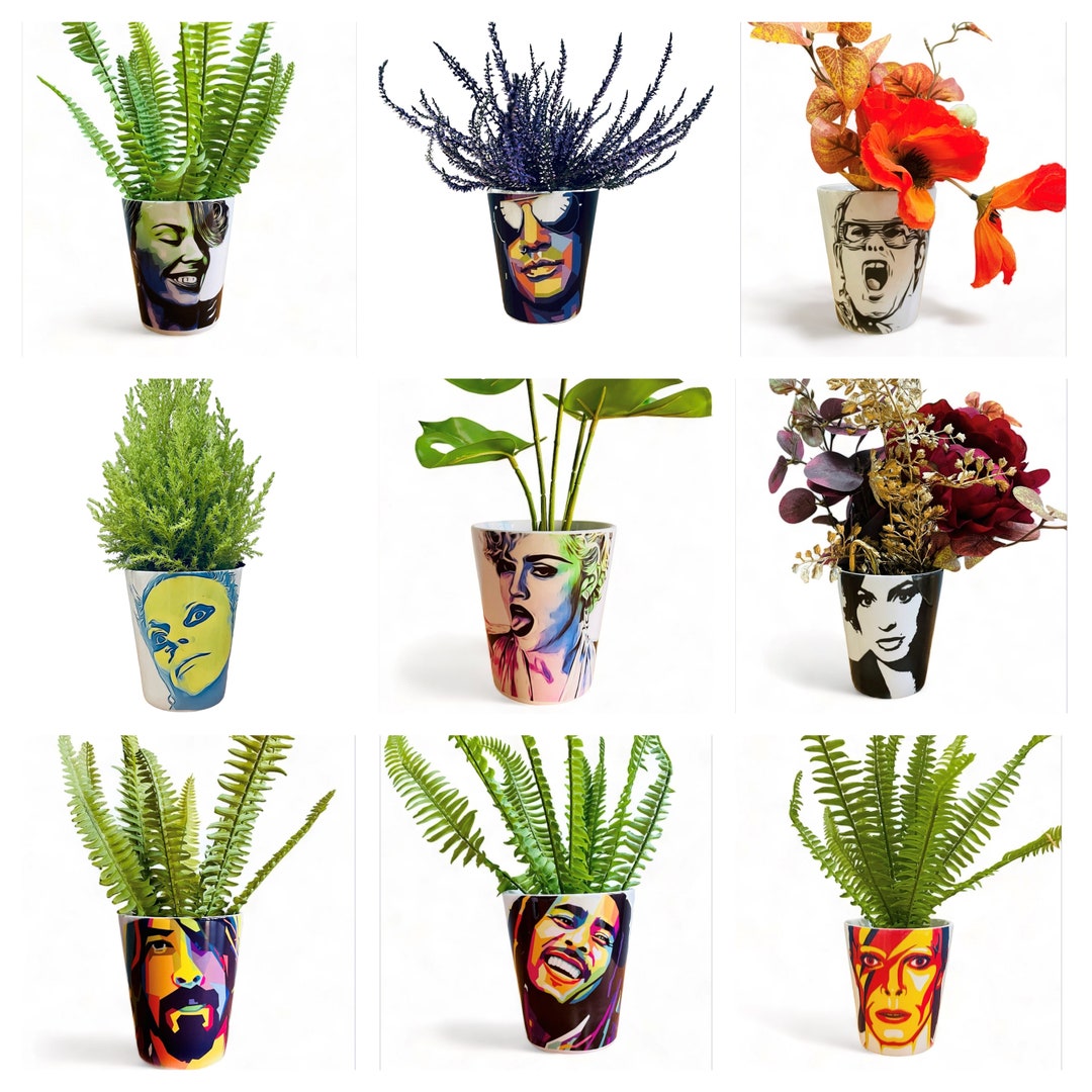 Pot Heads. Printed Flower Pots of Your Favourite Icon Etsy UK