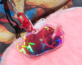 Rare Steak!! - Kawaii Clear Holographic Meat Keychain